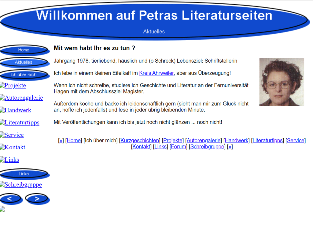 Website Rubrik Über mich 2002